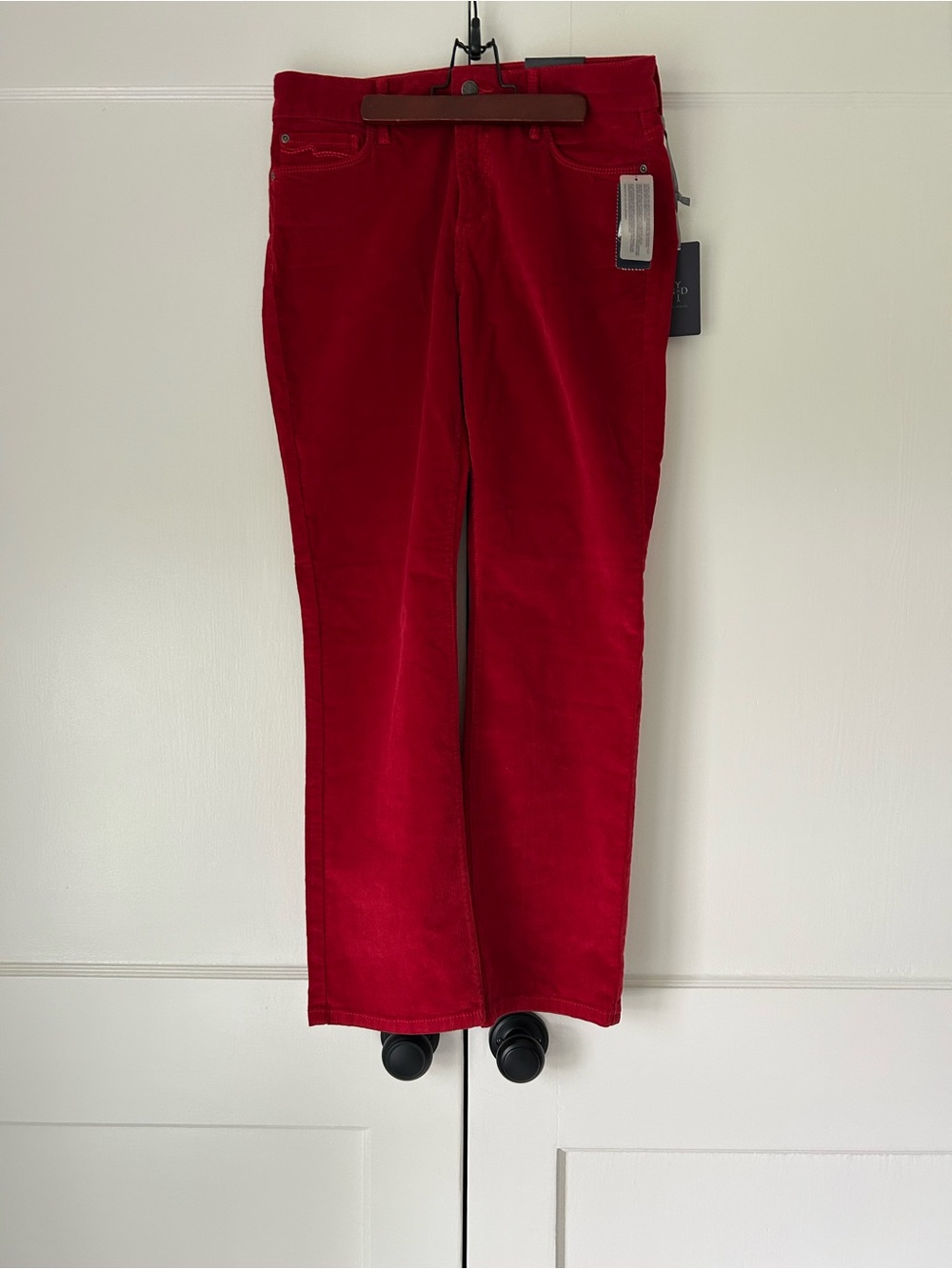 NYDJ Marilyn Straight Corduroy Pants in Cardinal Red Size 10P NWT
